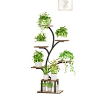 Support à plantes en métal à 7 niveaux avec éclairage de croissance, étagère d'angle en forme d'arbre pour plantes d'intérieur, décoration intérieure