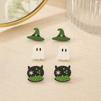 Boucles d'oreilles fantôme et citrouille d'Halloween, petites, noires et blanches, à long crochet, amusantes et effrayantes, bijoux d'oreille de festival pour femmes
