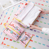 Ensemble de 5 sacs de rangement de voyage à motifs de dessins animés, cubes d'emballage à carreaux pour valises et bagages