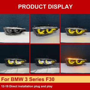 J ONE - Faros Delanteros para Automóvil, Color Amarillo y Blanco, con Interruptor para Luz Alta, para <span class=keywords><strong>BMW</strong></span> Serie 3 F30 2012-2019, Actualización de Faros - Product Image 5
