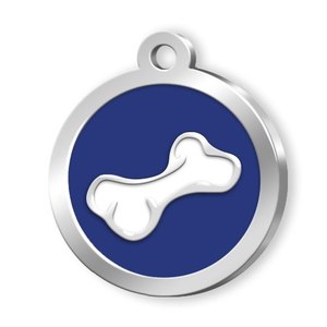 Plaque d'identification ronde pour chien, motif os bleu - Product Image 1