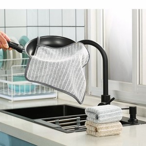 Chiffon de cuisine en microfibre corail rectangulaire gris brun, sans peluches, pour le nettoyage des casseroles et des poêles - Product Image 2