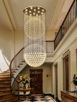 Lustre en cristal restaurant longue lumière d'escalier en duplex; lustre de mode de hall de villa de salon