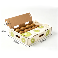Boîte d'emballage alimentaire pliable en carton ondulé, personnalisée, écologique, recyclable, robuste et de qualité alimentaire pour fruits frais de ferme (kiwi)