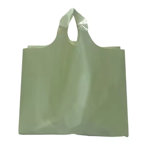 Bolsa de Compras Reutilizable de PETG con Logotipo Personalizado, Verde Grisáceo, con Asa Plana, Sello Dorado, Sellado Hermético, para Uso Minorista - Product Image 2
