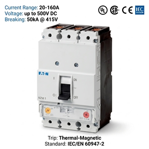 Interruptor Automático de Caja Moldeada (MCCB) Serie NZM NZMH1-A50-DC-AS 50A 3P CE CCC ISO para Sistemas de Energía Solar Fotovoltaica - Product Image 4