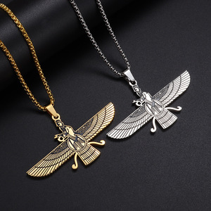 MoyaMiya Farvahar aile Ahura Mazda zoroastrien persan Iran symboles bijoux en acier inoxydable hommes - Product Image 4