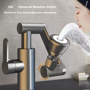 Robinet de <span class=keywords><strong>lavabo</strong></span> FSH moderne rotatif à 360° multifonctionnel en acier inoxydable avec bras mécanique universel en céramique, <span class=keywords><strong>mitigeur</strong></span> eau chaude et froide - Product Image 2