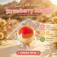 Jouets Squishy en forme de pudding aux fraises, en TPR, à remontée lente, balle anti-stress réaliste pour adultes, jouet sensoriel à presser pour soulager l'anxiété