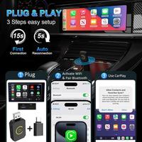 Adaptateur sans fil Carplay pour l'usine Carplay 2024 mise à niveau Plug & Play Dongle convertit filaire en sans fil pour les voitures