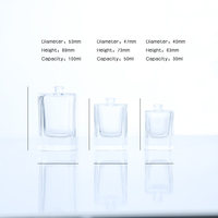 Flacon de parfum de luxe personnalisé en verre, flacons vaporisateurs transparents à sertir 50ml 100ml, flacon de parfum carré vide en verre avec couvercle