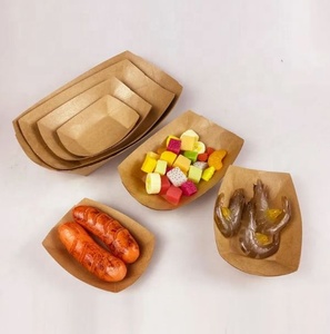 Boîte à hot-dogs en papier écologique personnalisée en <span class=keywords><strong>carton</strong></span> kraft brun et blanc, emballage alimentaire pour hot-dogs, plateau en papier pour hot-dogs - Product Image 1