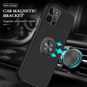 Luxury Laser Car Magnetic Bracket Flip Ring Holder Shockproof PC Soft TPU Cell Phones Cases Covers For iPhone 11 X XR 12 Pro Max