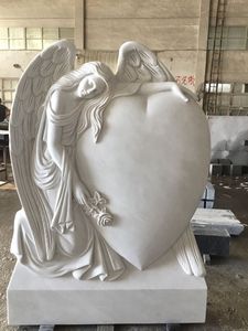 Hot <strong>Sale</strong> <strong>Granite</strong> Style Double Heart Shaped Angel Headstone and Stone Gravestone - Product Image 3