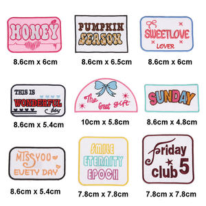 Op maat gemaakte logo vierkante rechthoekige vorm positieve energie aanmoedigende tekst ijzer-op borduurwerk <span class=keywords><strong>polyester</strong></span> stof patches voor tas pet - Product Image 5