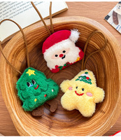 En gros, Ornements suspendus en peluche de Noël : Ours, Mini poupées de dessin animé, Pendentifs, Décorations pour sapin de Noël, Breloques de sac, Porte-clés, Père Noël, Bonhomme de neige