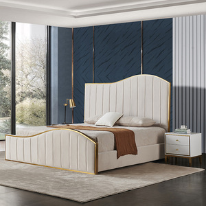 Cama de Cuero Italiano CK215, Cama Moderna de Lujo para Dormitorio con Tela de Terciopelo Negro, Respaldo Grande y Estructura de Madera con Bolsa Suave - Product Image 2