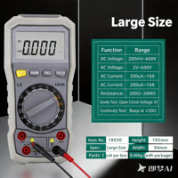 Multimeter Digital Genggam Multifungsi, Voltmeter Amperemeter Anti-bakar untuk Perawatan Teknisi Listrik, Peralatan Perkakas