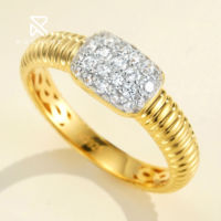 Bague en argent sterling 925 plaqué or avec finition brossée et zircone cubique pour femmes, vente en gros Rochime
