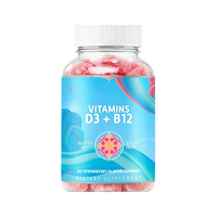 Gummies véganes de vitamines D3 et B12 à marque privée pour le soutien des os, des muscles et du système immunitaire, favorisant une meilleure santé globale