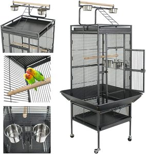 YOELLEN _ _ _ _ _ _ _ _ _ _ _ _ _ _ _ _ _ _ _ _ inç siyah Chinchilla Finch paslanmaz çelik metal demir papağan kanarya muhabbet kuşu pet büyük kuş kafesi - Product Image 2