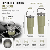 Vaso térmico personalizado de acero inoxidable de 30 oz con asa superior, tapa con pajita abatible y base apta para portavasos - Proveedor mayorista
