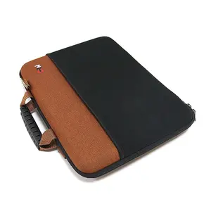 Custom Logo Leather Handle Rectangle Black Business Portable Neoprene Laptop Case With Shoulder Strap Case Eva Laptop Sleeve