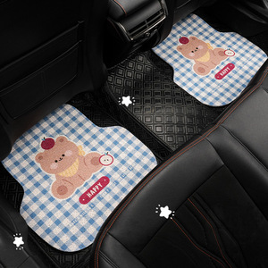 <b>Cute</b> Cartoon <b>Bear</b> Car Floor Mats Silk Loop Universal 2Pcs Non Slip Wear Resistant - Product Image 4
