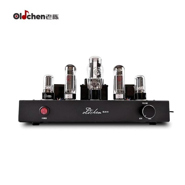 Oldchen EL34 10W Single-Ended Class A Hand-Wired Tube Amplifier Black HiFi Integrated Vacuum Tube Power Amplifier for Home Audio
