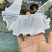6cm de large noir et blanc élastique plissé à volants perle garniture perles mousseline de soie dentelle Textile garniture pour Lolita princesse jupe