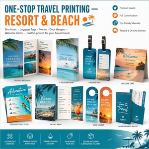Brochure de voyage personnalisée pliable en trois parties (C-Fold) format A4, motif î<span class=keywords><strong>les</strong></span> tropicales, pour promotion des agences de tourisme et des complexes hôteliers, faible MOQ - Product Image 5