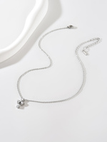 Collier avec pendentif fleur en zircone cubique - Chaîne en acier inoxydable plaqué or - Cadeau classique