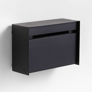 JH-Mech-Boîte <span class=keywords><strong>aux</strong></span> lettres murale moderne en fer à revêtement noir pour la collecte du courrier, cadre coulissant sûr pour l'extérieur - Product Image 2