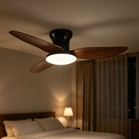Ventilateur de plafond LED d'usine à 3 pales, montage encastré, moteur DC silencieux, éclairage LED pour chambre et salon