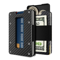 Dompet Logam Minimalis Anti RFID dengan Logo Kustom, Tipis, Berbahan Aluminium, Penutup, dan Tempat Kartu untuk Pria