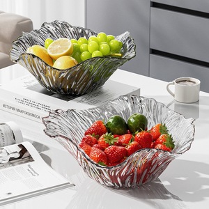 Petal Shaped Fruit Bowl Plastic Transparent Home Decor Serving Dish For Living Room Coffee Table Snacks Fruits Salad - Product Image 1