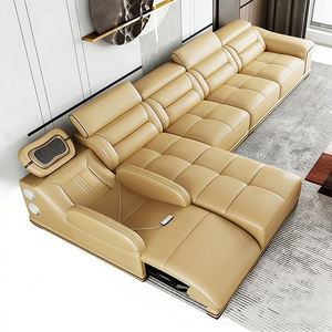 모던 마사지 가죽 모듈형 리클라이닝 섹셔널 소파 세트 (빌라 거실 가구용 소파베드 포함) - Product Image 4