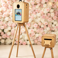 Cabina de Fotos Portátil de Madera de Doble Cara para Cámara SLR/DSLR, iPad, Impresión de Recibos, Autoservicio, para Bodas y Fiestas de 15 Personas, 2026