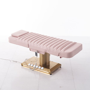 Table de massage de luxe avec base dorée rose, moderne, 3 moteurs électriques, lit de beauté pour salon de <span class=keywords><strong>spa</strong></span> cosmétique avec commande au pied - Product Image 3