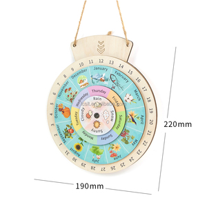 Horloge <span class=keywords><strong>en</strong></span> <span class=keywords><strong>bois</strong></span> et <span class=keywords><strong>calendrier</strong></span> pour enfants, jouet éducatif, vente <span class=keywords><strong>en</strong></span> gros d'usine - Product Image 3