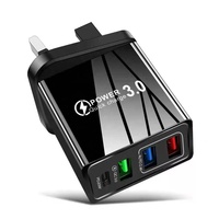 Nouveau chargeur de téléphone portable et d'appareil photo USB Type-C 3 ports, PD 5V 2A QC3.0, charge rapide pour les États-Unis, l'UE et le Royaume-Uni