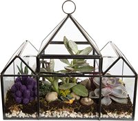 Terrarium de plantes succulentes en verre fait à la main en forme de serre, château suspendu, Terrarium géométrique bricolage