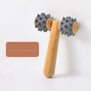 Cepillo para meridianos de doble rueda de madera maciza, masajeador de rodillos Manual para la espalda, activación de dragado de meridianos abdominales, activación corporal - Product Image 2