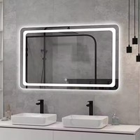 Miroir de salle de bain éclairé intelligent à écran tactile rectangulaire en aluminium avec rétroéclairage LED argenté moderne 2025 pour hôtels