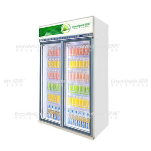 Utilisation commerciale étage debout <span class=keywords><strong>deux</strong></span> portes <span class=keywords><strong>porte</strong></span> en verre verticale réfrigérateur congélateur vitrine - Product Image 1