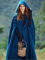 Poncho pour femmes, hiver, à capuche, en laine, ouvert sur le devant, cape ample, long manteau uni, sweat-shirts à capuche, vêtements de cosplay, vêtements décontractés de Noël, cape
