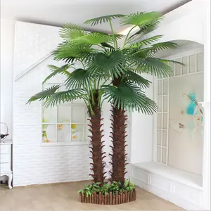 Palmera de fibra de vidrio artificial para exteriores, D050763, árbol de palmera grande con fecha de metal artificial, 200cm, decoración para el hogar y exteriores