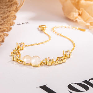 Pulsera esmaltada pulseras con perlas de acero brazaletes tejidos de flor tendencia Cherry plata 925 - Product Image 1