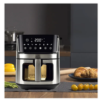Vente de haut rang 6.5 litres 7L 8L 8.5/9 litres wifi intelligent intérieur métal rapide en acier inoxydable numérique électrique visible 1800W friteuse à Air