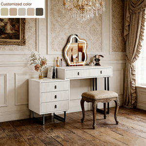 Tocador Moderno 2026 <span class=keywords><strong>con</strong></span> <span class=keywords><strong>Espejo</strong></span> LED, 5 Cajones, Escritorio de Maquillaje, Mueble de Almacenamiento para Dormitorio y Sala de Estar, Nuevo Diseño - Product Image 6